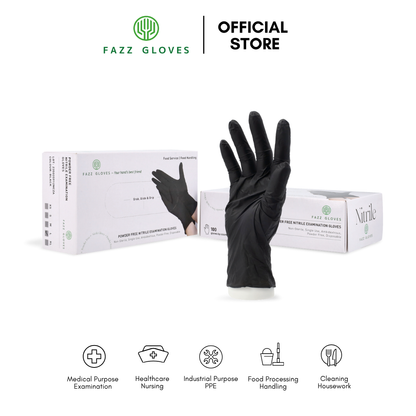 Nitrile Powder Free Disposable Glove, Black (100Pcs/Box)